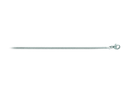 Cadena Gourmette De Corte Diamante 1,60 mm, 42 cm, Oro Blanco De 18 Quilates Rodiado - Imagen Estandar - 1
