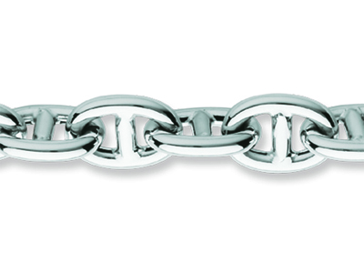Pulsera For\at Marine De Malla Hueca 10 mm, 20 cm, Oro Blanco De 18 Quilates Rodiado - Imagen Estandar - 2