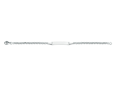 Pulsera De Identidad Para Beb{ Con Cadena De Eslabones Jaseron, Placa Rectangular, 14 cm, Oro Blanco De 1 - Imagen Estandar - 1