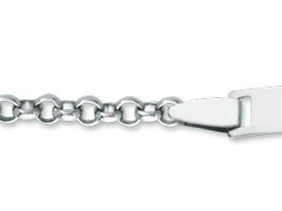 Pulsera De Identidad Para Beb{ Con Cadena De Eslabones Jaseron, Placa Rectangular, 14 cm, Oro Blanco De 1 - Imagen Estandar - 2