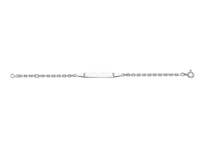 Pulsera De Identidad Para Beb{ Con Cadena For\at Diamantada, 14 Cm, Oro Gris De 18 Quilates - Imagen Estandar - 1