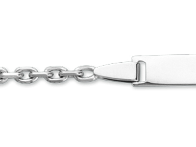 Pulsera De Identidad Para Beb{ Con Cadena For\at Diamantada, 14 Cm, Oro Gris De 18 Quilates - Imagen Estandar - 2