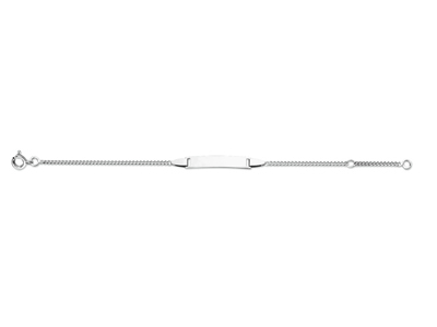 Pulsera De Identidad Para Beb{ Con Cadena Gourmette Diamantada, Placa Rectangular, 14 Cm, Oro Gris De 18 - Imagen Estandar - 1
