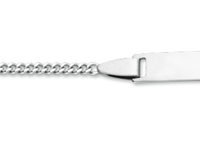 Pulsera De Identidad Para Beb{ Con Cadena Gourmette Diamantada, Placa Rectangular, 14 Cm, Oro Gris De 18 - Imagen Estandar - 2