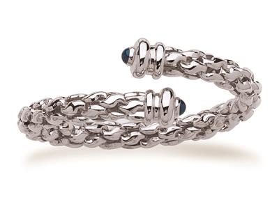 Brazalete Trenzado De 9 mm, 60 X 50 mm, Oro Blanco De 18 K - Imagen Estandar - 1