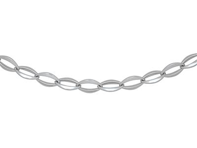 Collar, Malla Ovalada De 10,5 MM De Ancho, 45 Cm, Oro Blanco De 18 Quilates - Imagen Estandar - 2