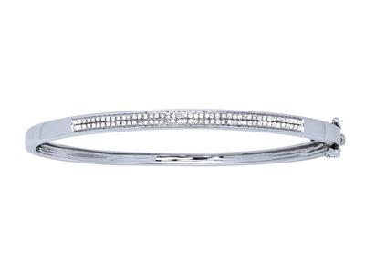 Brazalete Engastado En 2 Hileras, Diamantes De 0,30 Ct, 60mm, Oro Blanco De 18 K