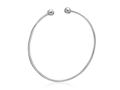 Brazalete Tipo Esclava Macizo, Alambre Redondo De 1,5 mm, Forma Ovalada De 60 mm, Oro Gris De 18 K - Imagen Estandar - 1