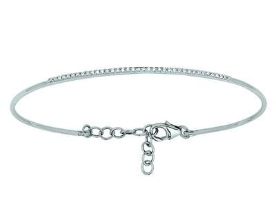 Brazalete De Diamantes De 0,15 Ct, Cadena De Seguridad, 58mm, Oro Blanco De 18 K
