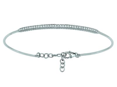 Brazalete De Diamantes De 0,21 Ct, Cadena De Seguridad, 58mm, Oro Blanco De 18 K