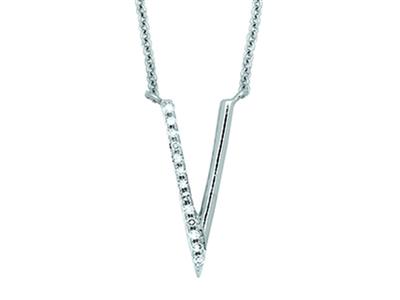 Collar Motiv V Modelo Pequeño, Diamantes 0,05ct, 40-45 Cm, Oro Blanco 18k