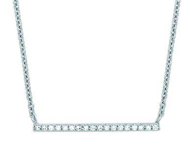 Collar Con Barrette, Pav De Diamantes De 0,07 Ct, 40-45 Cm, Oro Blanco De 18 K