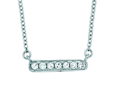 Collar Con Diamantes 0,05ct, Cadena Forçat Ordinaria, 42-44-45 Cm, Oro Blanco 18k