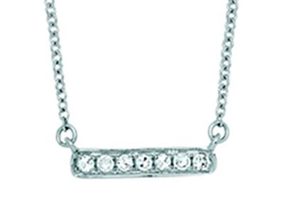 Collar Con Barra De Diamantes De 0,05 Ct, Cadena Forat Ordinaria, 42-44-45cm, Oro Blanco De 18 K
