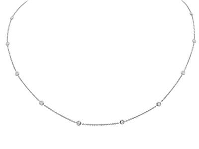 Collar Tennis 10 Diamantes 0,23ct, 43-45 Cm, Oro Blanco 18k