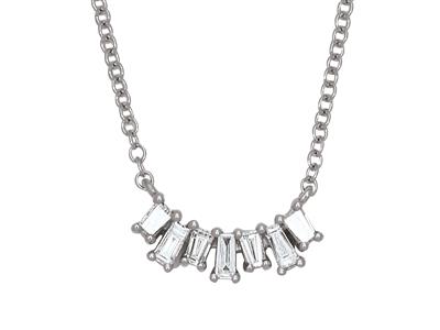 Collar Línea Curva 7 Diamantes 0,22ct, 38-40-42 cm, Oro Gris 18k - Imagen Estandar - 2