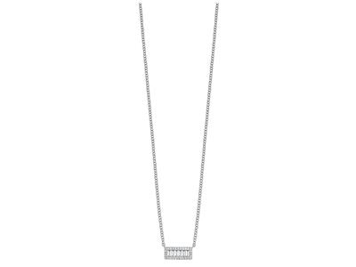 Collar Con Motivo Rectangular, Baguette De 0,24 Ct Y Diamantes Redondos, 42-45 cm, Oro Blanco De 18 K - Imagen Estandar - 1