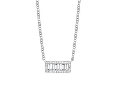Collar, Motivo Rectangular, Diamantes Baguette Y Redondos 0,24ct, 42-45 Cm, Oro Blanco 18k - Imagen Estandar - 2