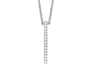 Collar Lnea De Diamantes 0,05 Ct, 38-39-40cm, Oro Blanco De 18 K