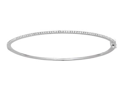 Brazalete Jonc De Diamantes De 0,39ct, 60 X 52mm, Oro Blanco De 18 K