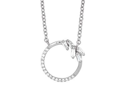 Collar Circular Con Diamantes Redondos Y Baguettes De 0,12 Ct, 40-42 cm, Oro Blanco De 18 K - Imagen Estandar - 1