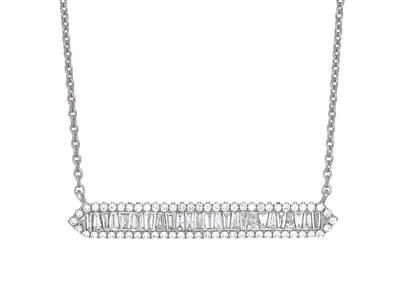 Collar Con Lnea De Diamantes Baguette Y Redondos 0,49 Ct, 40-42cm, Oro Blanco De 18 K
