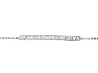 Pulsera Line Con Cadena, Diamantes 0,25 Ct, 16-17-18 cm, Oro Blanco De18 K - Imagen Estandar - 2