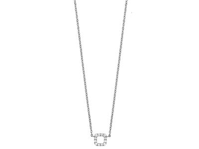 Collar Con Motivo Cuadrado En Cadena, Diamantes 0,05ct, 4042 Cm, Oro Blanco 18k