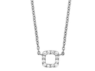 Collar Con Motivo Cuadrado En Cadena, Diamantes 0,05ct, 40/42 Cm, Oro Blanco 18k - Imagen Estandar - 2