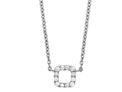 Collar Con Diseño Cuadrado Y Cadena, Diamantes De 0,05 Ct, 40/42 cm, Oro Blanco De 18 K - Imagen Estandar - 2