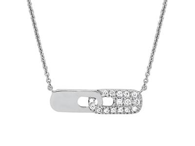 Collar Con Motivo De Eslabones Y Cadena, Diamantes De 0,05 Ct, 4042cm, Oro Blanco De 18 K