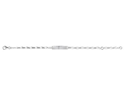 Identidad De Beb{ Con Malla Alternada 1/1, Placa Rectangular 20 X 4 mm, 12/14 cm, Oro Gris De 18 K - Imagen Estandar - 1