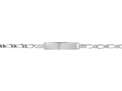 Identidad De Beb{ Con Malla Alternada 1/1, Placa Rectangular 20 X 4 mm, 12/14 cm, Oro Gris De 18 K - Imagen Estandar - 2