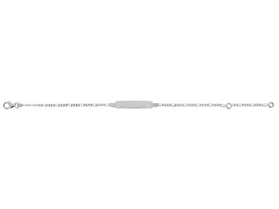 Identidad De Beb{ Con Malla Alternada 1/3, Placa Rectangular 20 X 4 mm, 12/14 cm, Oro Gris De 18 K - Imagen Estandar - 1