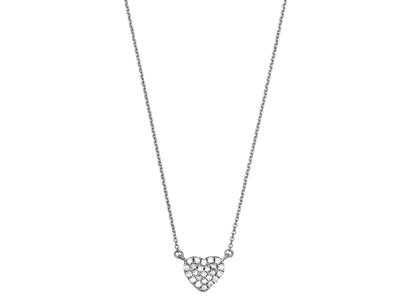 Collar Corazon Con Diamantes 0,07ct, 40-42-44 Cm, Oro Blanco 18k - Imagen Estandar - 1