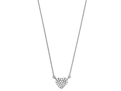 Collar De Corazn Pav Con Diamantes 0,07 Ct, 40-42-44cm, Oro Blanco De 18 K