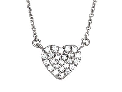 Collar Corazon Con Diamantes 0,07ct, 40-42-44 Cm, Oro Blanco 18k - Imagen Estandar - 2