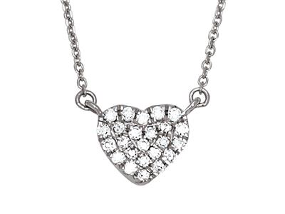 Collar De Corazón Pav{ Con Diamantes 0,07 Ct, 40-42-44 cm, Oro Blanco De 18 K - Imagen Estandar - 2