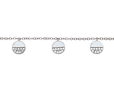 Pulsera Con 3 Pastillas De Diamantes De 0,07 Ct, Cadena Forzada Clara Alargada De 16-17-18 cm, Oro Blanco - Imagen Estandar - 2