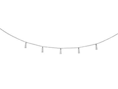 Collar Con 5 Motivos De Diamantes De 0,15 Ct, Cadena Forzada Redonda Masiva, 38-40-42cm, Oro Blanco De 1