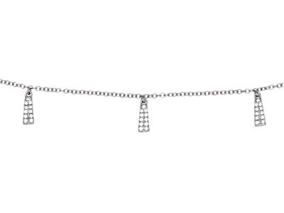 Collar Con 5 Motivos De Diamantes De 0,15 Ct, Cadena Forzada Redonda Masiva, 38-40-42 cm, Oro Blanco De 1 - Imagen Estandar - 2
