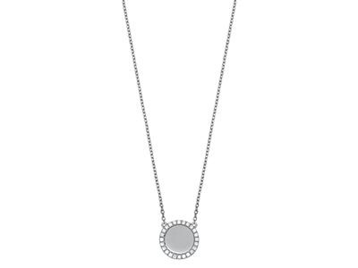 Collar Jeton Engastado Con Diamantes 0,19ct, 42 Cm, Oro Blanco 18k