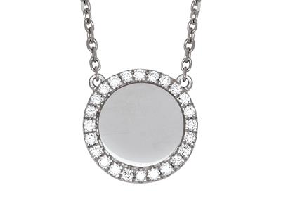 Collar Jeton Engastado Con Diamantes 0,19ct, 42 Cm, Oro Blanco 18k - Imagen Estandar - 2