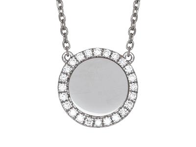 Collar Jeton Engastado Con Diamantes De 0,19 Ct, 42 cm, Oro Blanco De 18 K - Imagen Estandar - 2