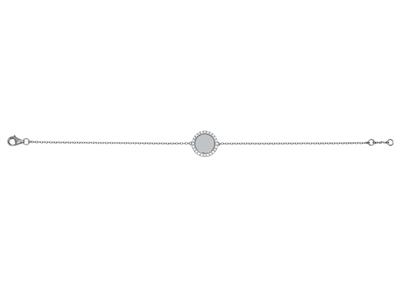 Pulsera Jeton Engastada Con Diamantes De 0,19 Ct, 17,5cm, Oro Blanco De 18 K