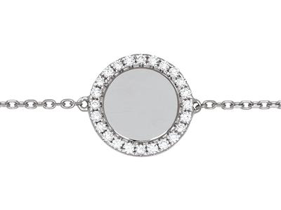 Pulsera Jeton Engastada Con Diamantes De 0,19 Ct, 17,5 cm, Oro Blanco De 18 K - Imagen Estandar - 2