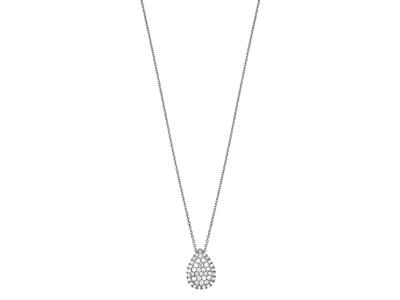 Collar Colgante Diamantes 0,14ct, Forma De Pera 10 MM 40-42 Cm, Oro Blanco 18k