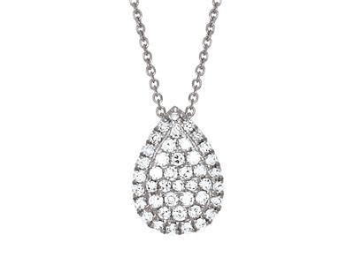 Collar Colgante Diamantes 0,14ct, Forma De Pera 10 MM 40-42 Cm, Oro Blanco 18k - Imagen Estandar - 2