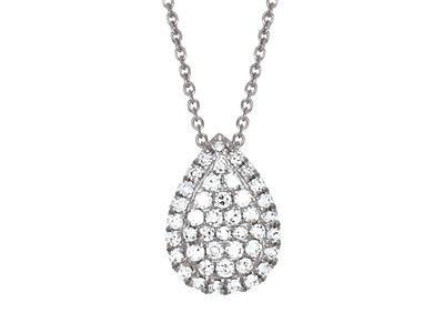 Collar Con Colgante De Diamantes 0,14 Ct, Forma De Lágrima 10 mm 40-42 cm, Oro Blanco De 18 K - Imagen Estandar - 2