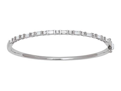 Brazalete Rgido De Diamantes De 1,31 Ct, 58 X 50mm, Oro Blanco De 18k